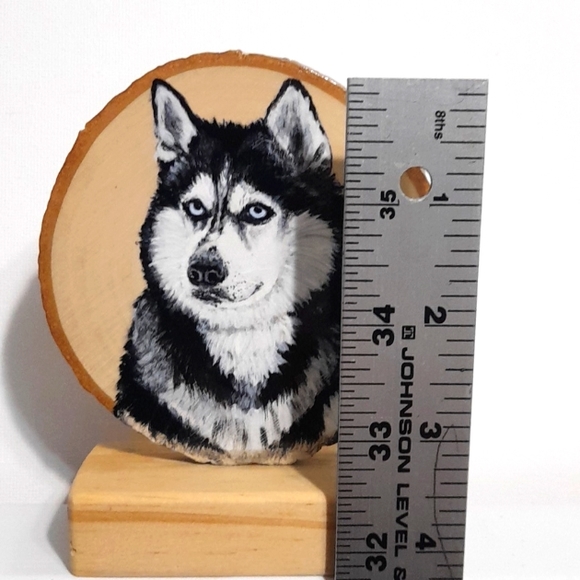 Hand-painted Wooden Tile of Siberian Husky - Picture 5 of 7